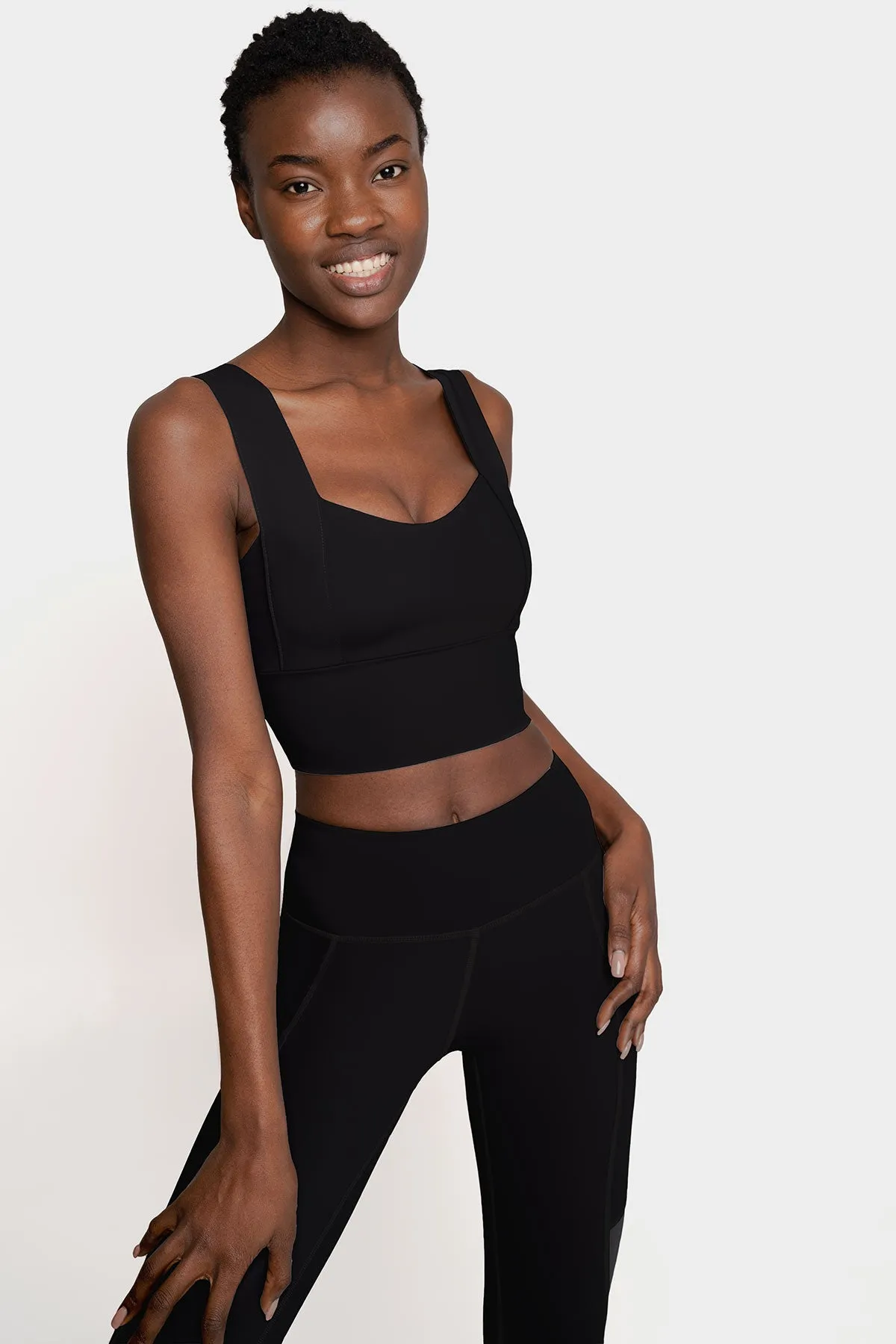 4 for $54 - Black Kelly Long Line Sleek Padded Sports Bra - Women