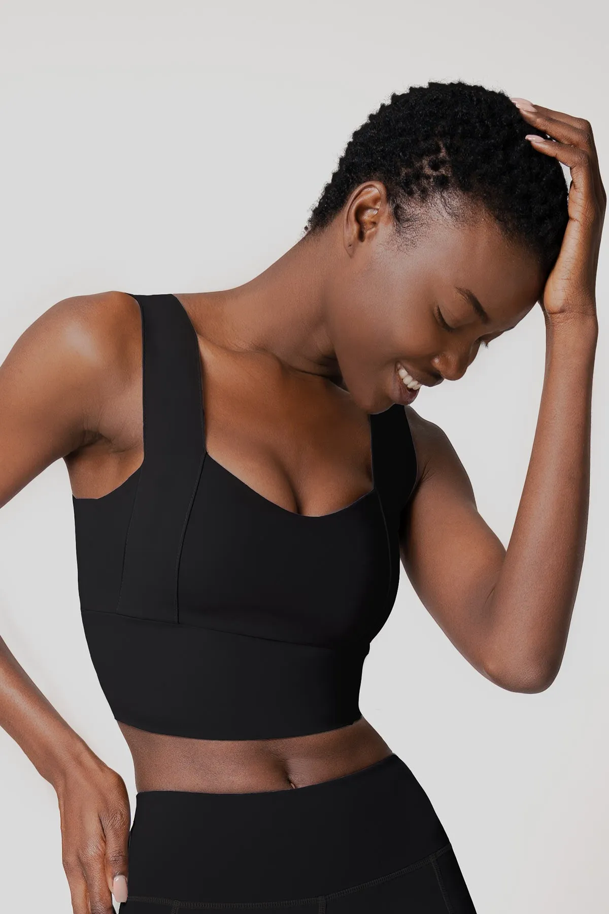 4 for $54 - Black Kelly Long Line Sleek Padded Sports Bra - Women