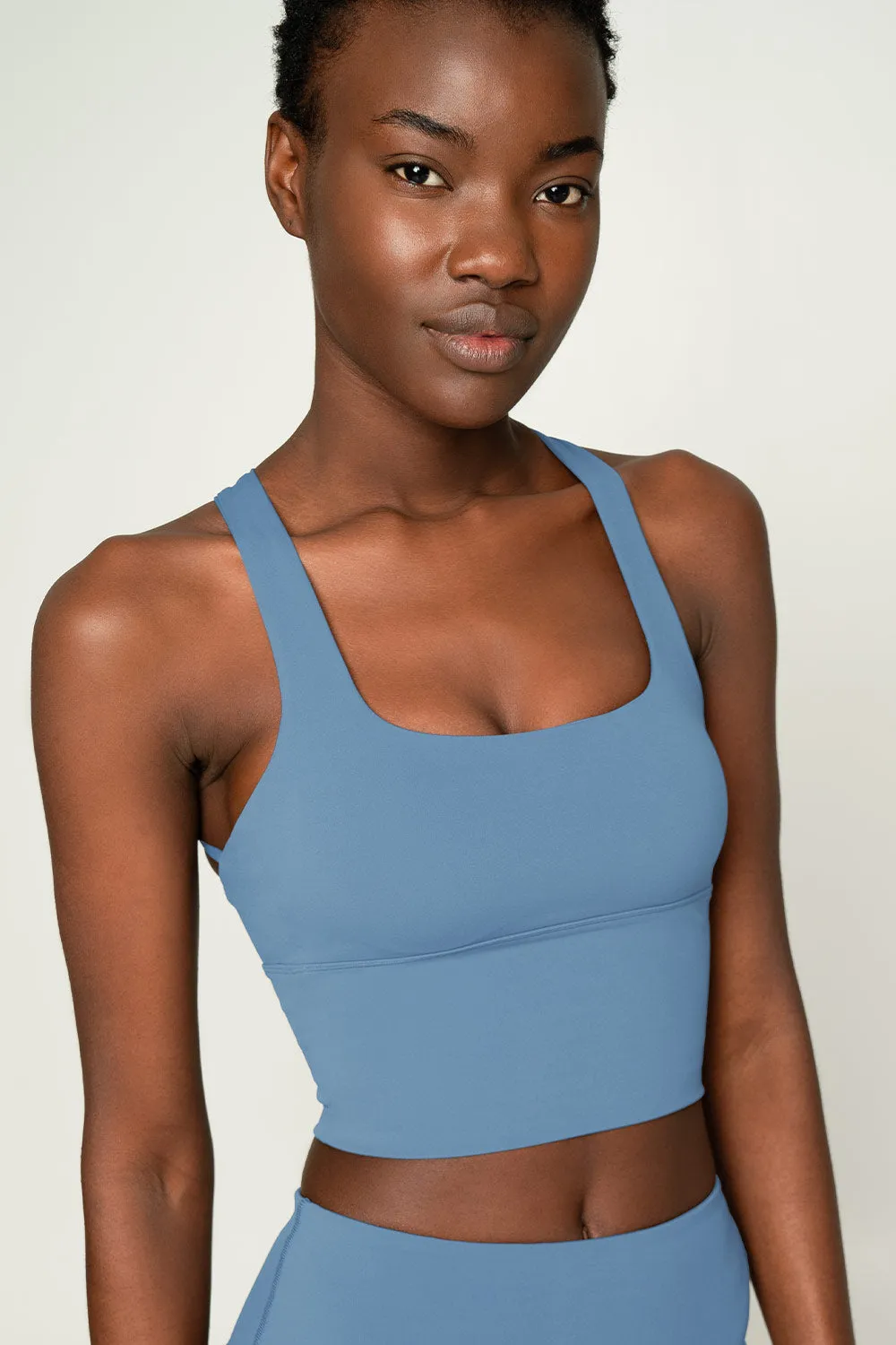 4 for $54 - Sky Blue Kelly Crisscross Back Long Line Padded Sports Bra - Women