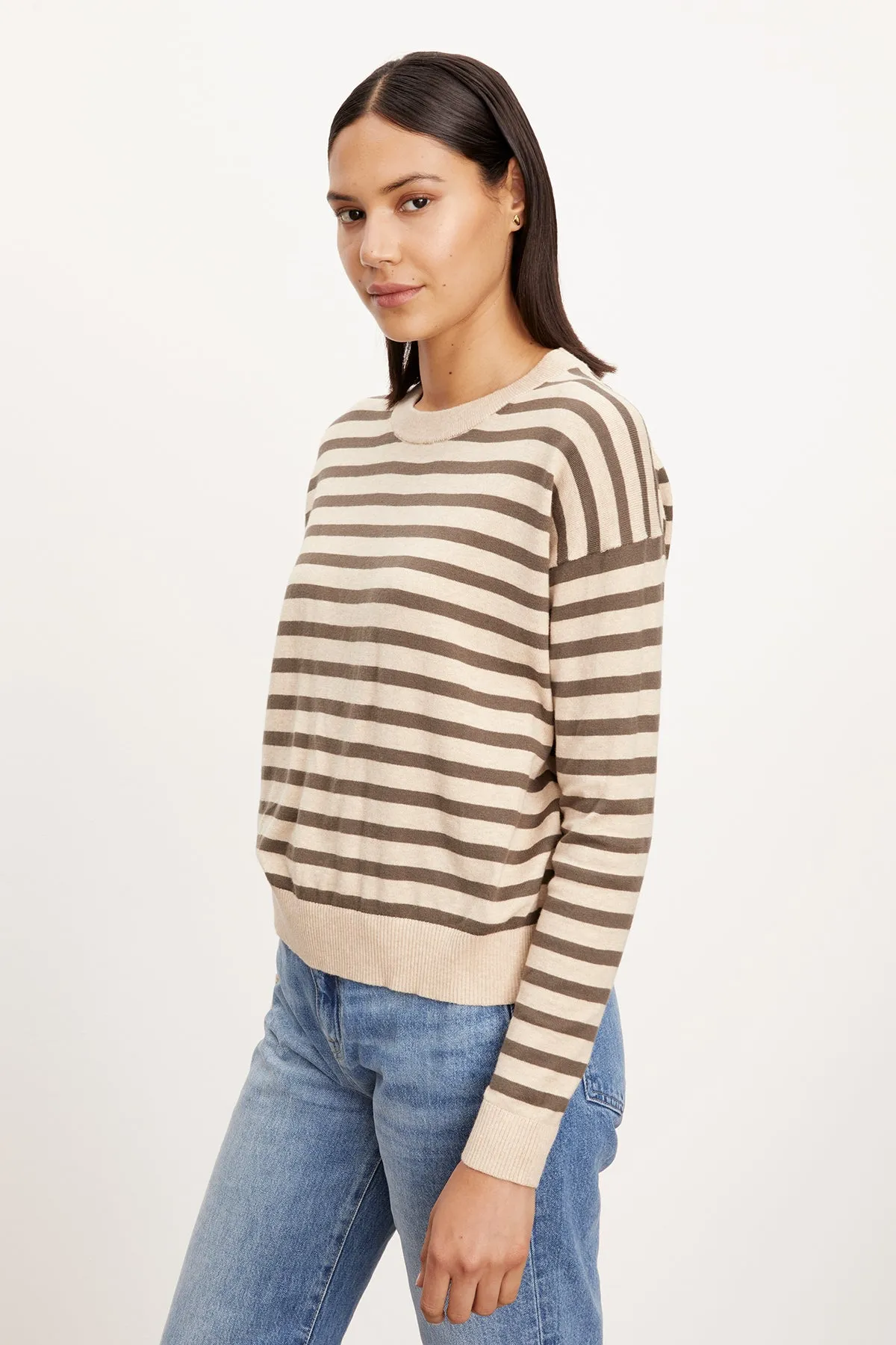 ALISTER STRIPED CREW NECK SWEATER