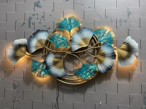 AntarYuga Metal 3 RING ZARA with LED Wall Artfor Home Living Room/Bedroom/Office/Hotel/Cafe/Farmhouse-105X5X60 Cm