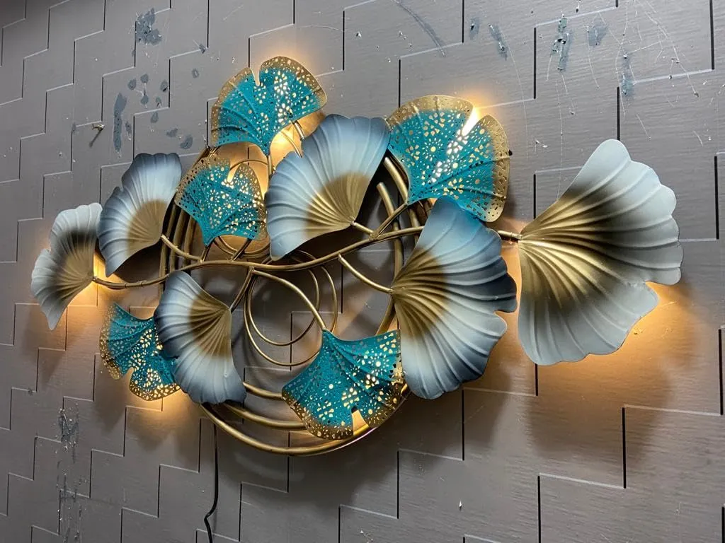 AntarYuga Metal 3 RING ZARA with LED Wall Artfor Home Living Room/Bedroom/Office/Hotel/Cafe/Farmhouse-105X5X60 Cm