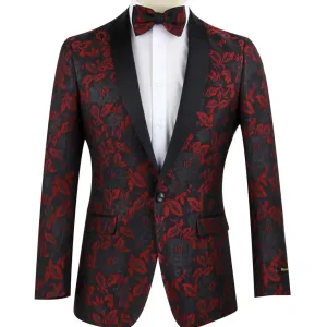 Black and Red Floral with Matching Bowtie