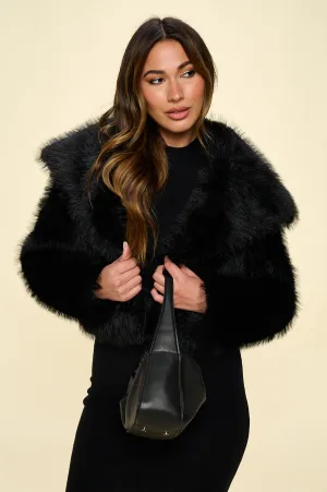 Black Faux Fur Cropped Jacket