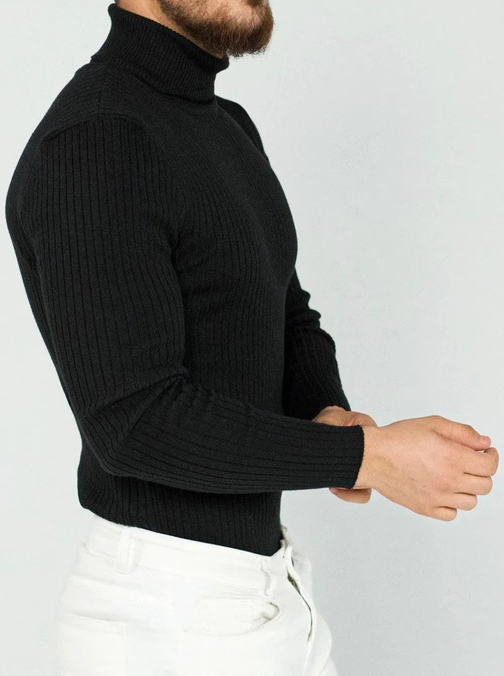 Black Striped Turtleneck