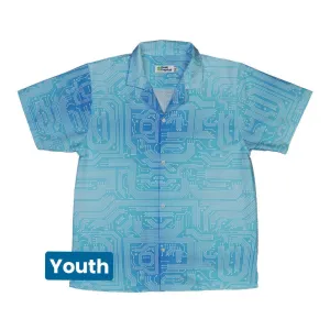 Blue Computer Circuit Board Youth Hawaiian Shirt