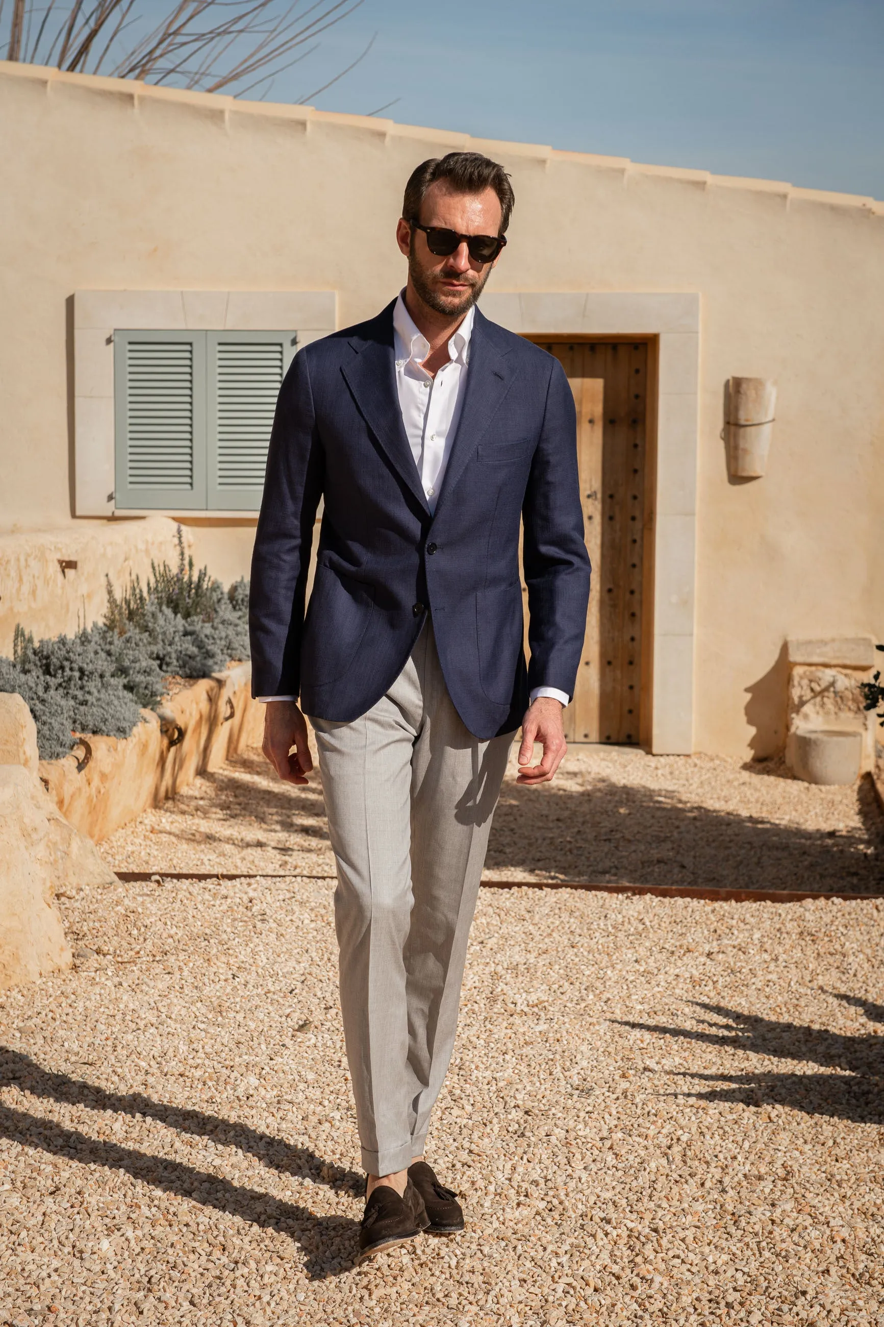 Blue jacket in Loro piana cotton and silk - Made in Italy