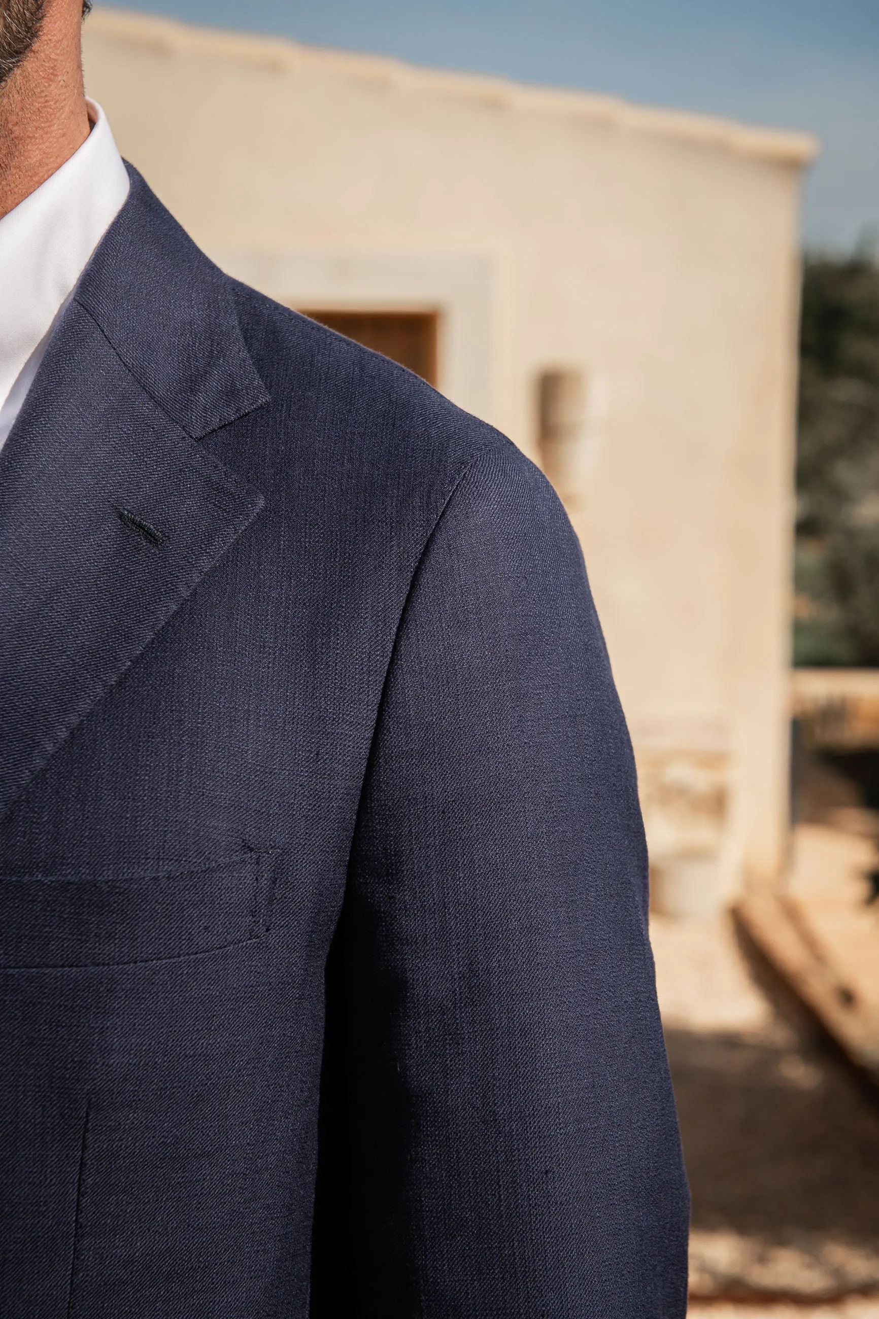 Blue jacket in Loro piana cotton and silk - Made in Italy