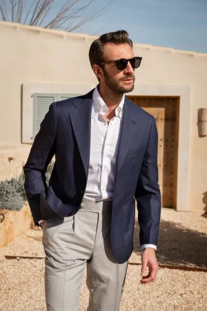 Blue jacket in Loro piana cotton and silk - Made in Italy