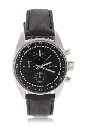 C3373 CRYSTAL Black Leather Watch