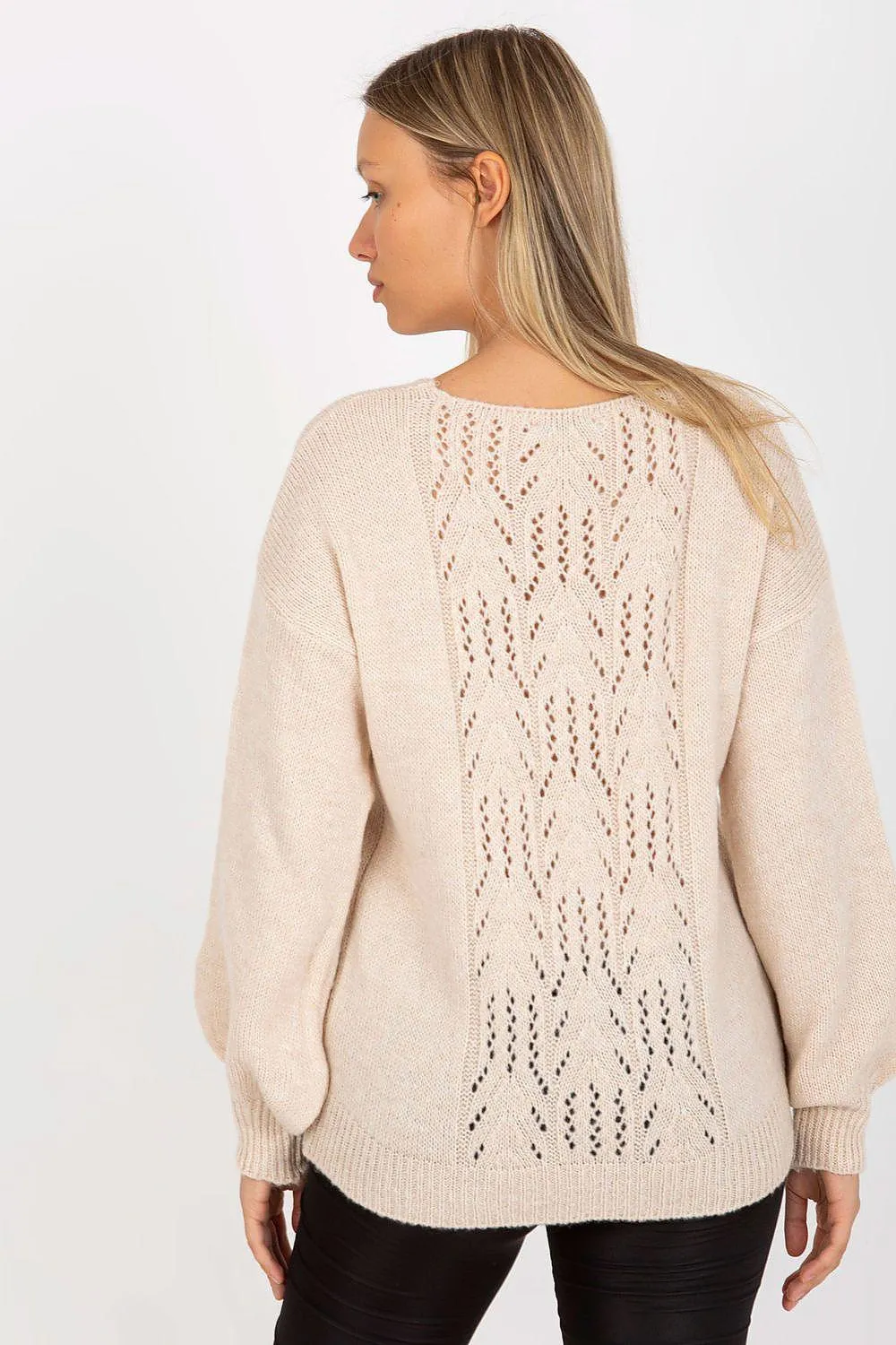 Chic Heart Neckline Sweater for Women with Sophisticated Openwork Back Design