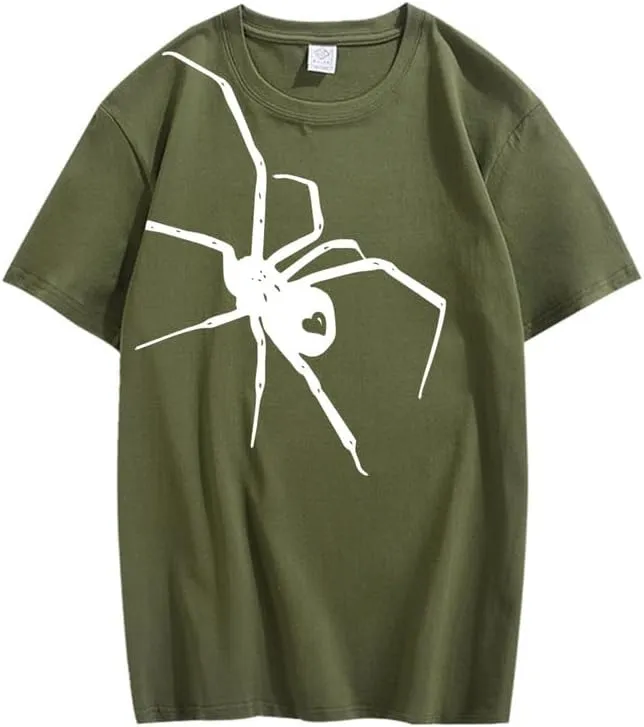 CORIRESHA Teen Halloween Spider Graphics T-Shirt Simple Crewneck Short Sleeve Summer Top