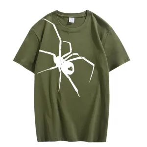 CORIRESHA Teen Halloween Spider Graphics T-Shirt Simple Crewneck Short Sleeve Summer Top