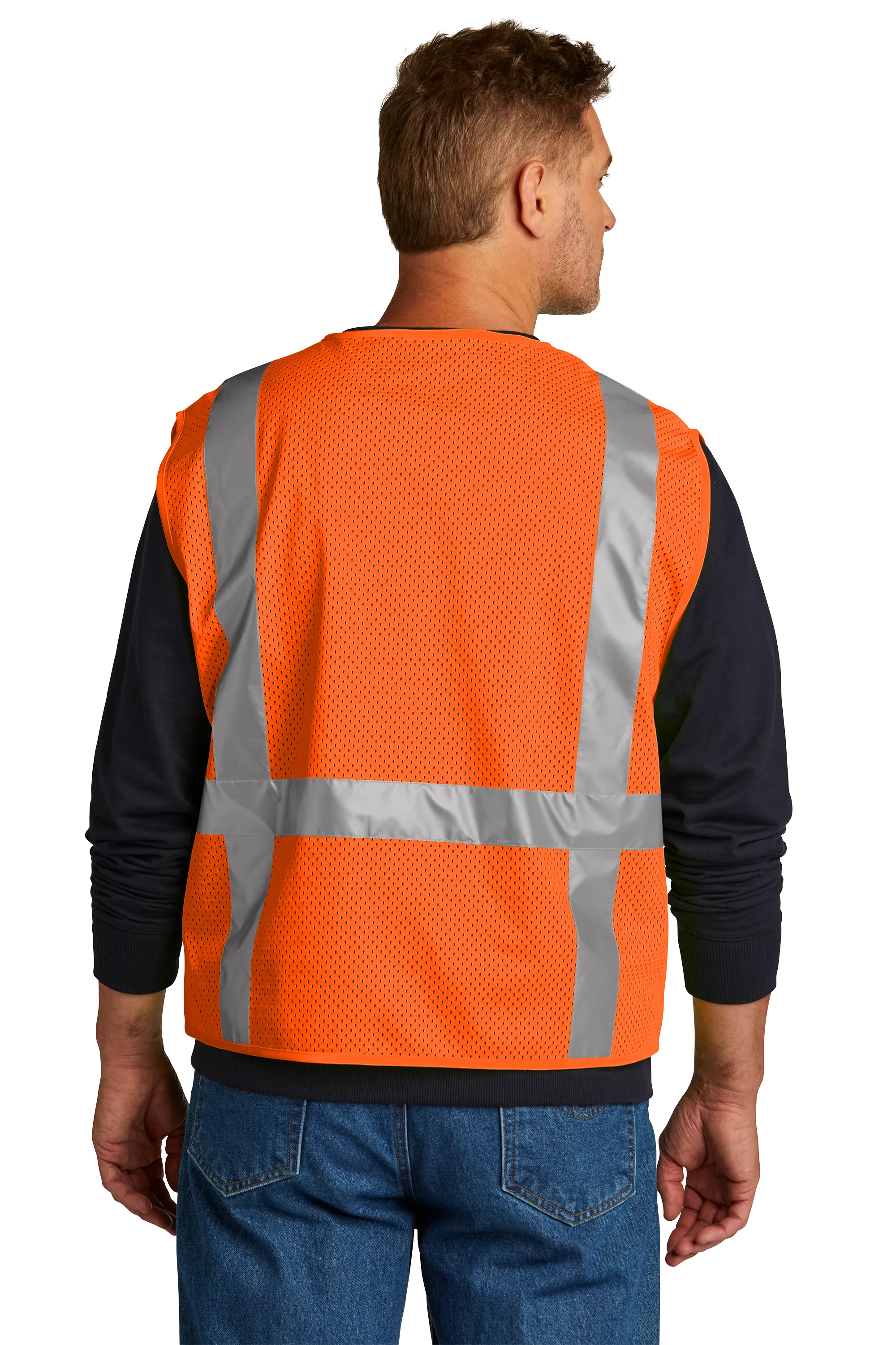 CornerStone® ANSI 107 Class 2 Mesh Six-Pocket Zippered Vest - Safety Orange