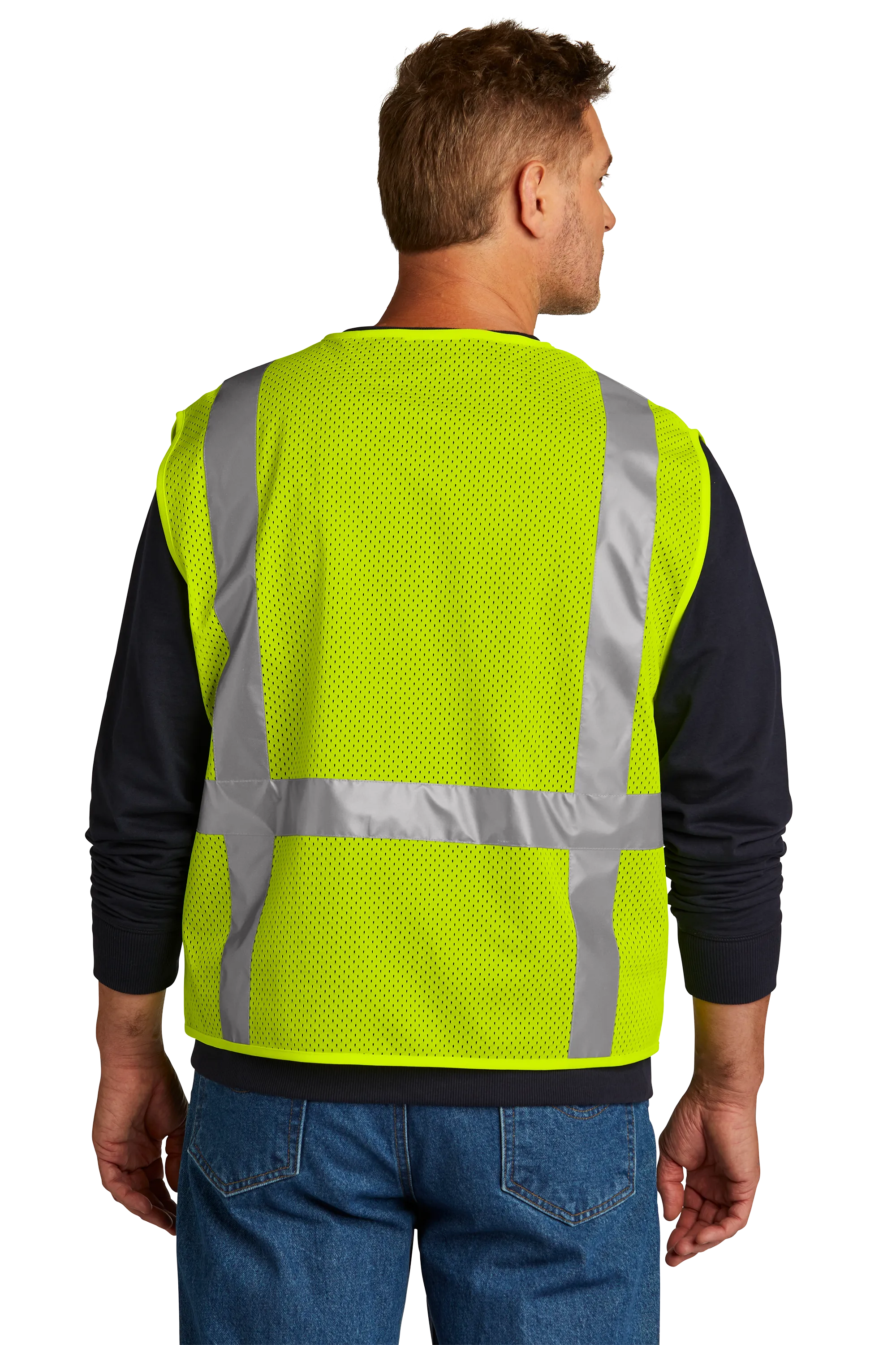 CornerStone® ANSI 107 Class 2 Mesh Six-Pocket Zippered Vest - Safety Yellow