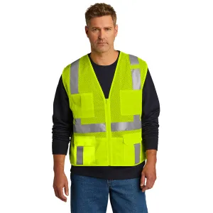 CornerStone® ANSI 107 Class 2 Mesh Six-Pocket Zippered Vest - Safety Yellow