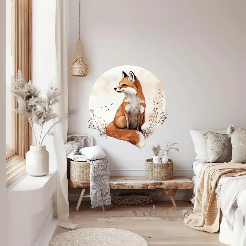 Elegant Fox Wall Decal | Fox Nursery Wall Art | Forest Animal Wall Sticker for Baby Room or Kids Room Decor | Large Removable Vinyl Sticker