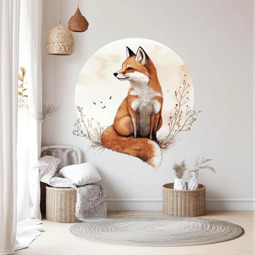 Elegant Fox Wall Decal | Fox Nursery Wall Art | Forest Animal Wall Sticker for Baby Room or Kids Room Decor | Large Removable Vinyl Sticker