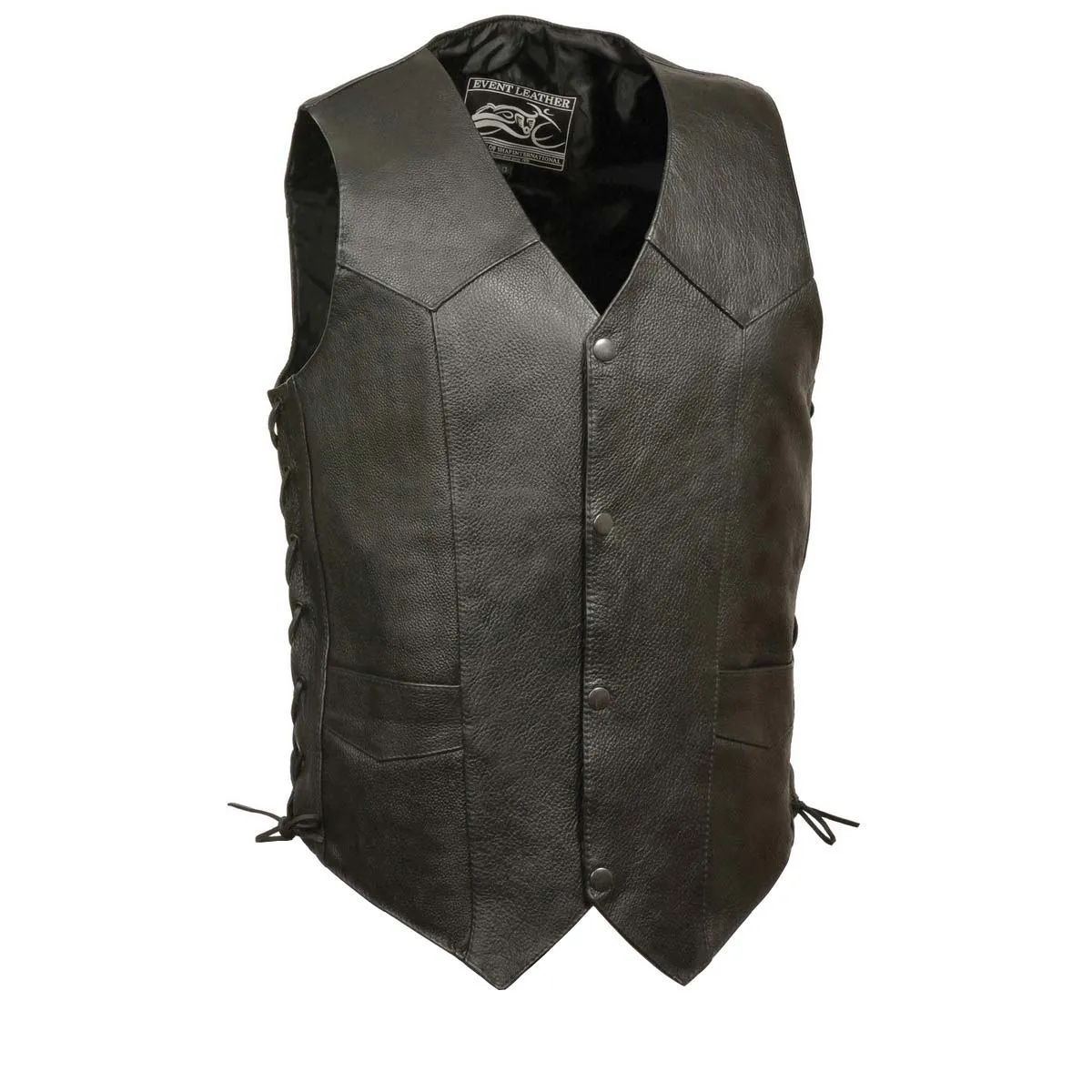 Event Leather XS5315 Men's Black Classic Side Lace Leather Vest