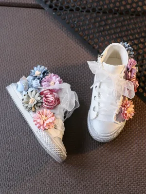 Floral Tulle Lace High-Top Sneakers by Liv and Mia