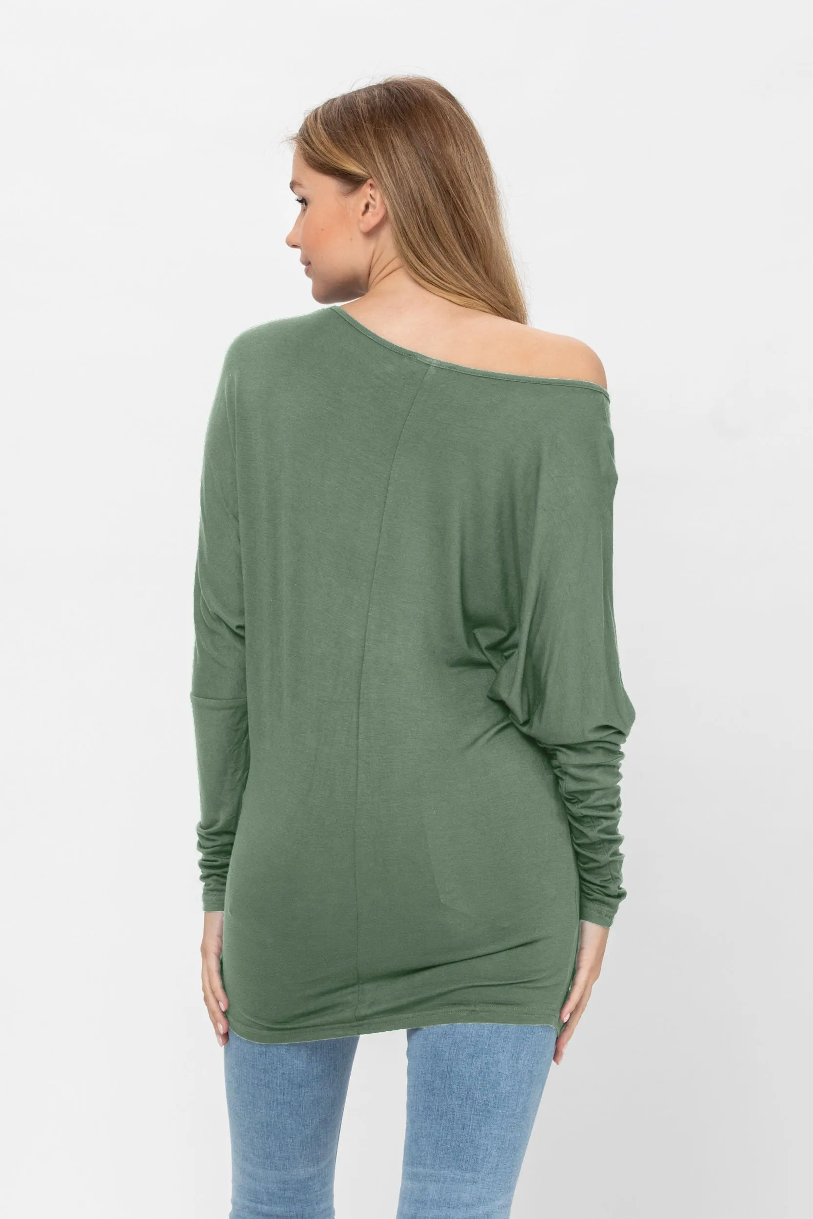 Flowy Comfort Draped Long Sleeve Batwing Dolman Top S-XL Plus Size