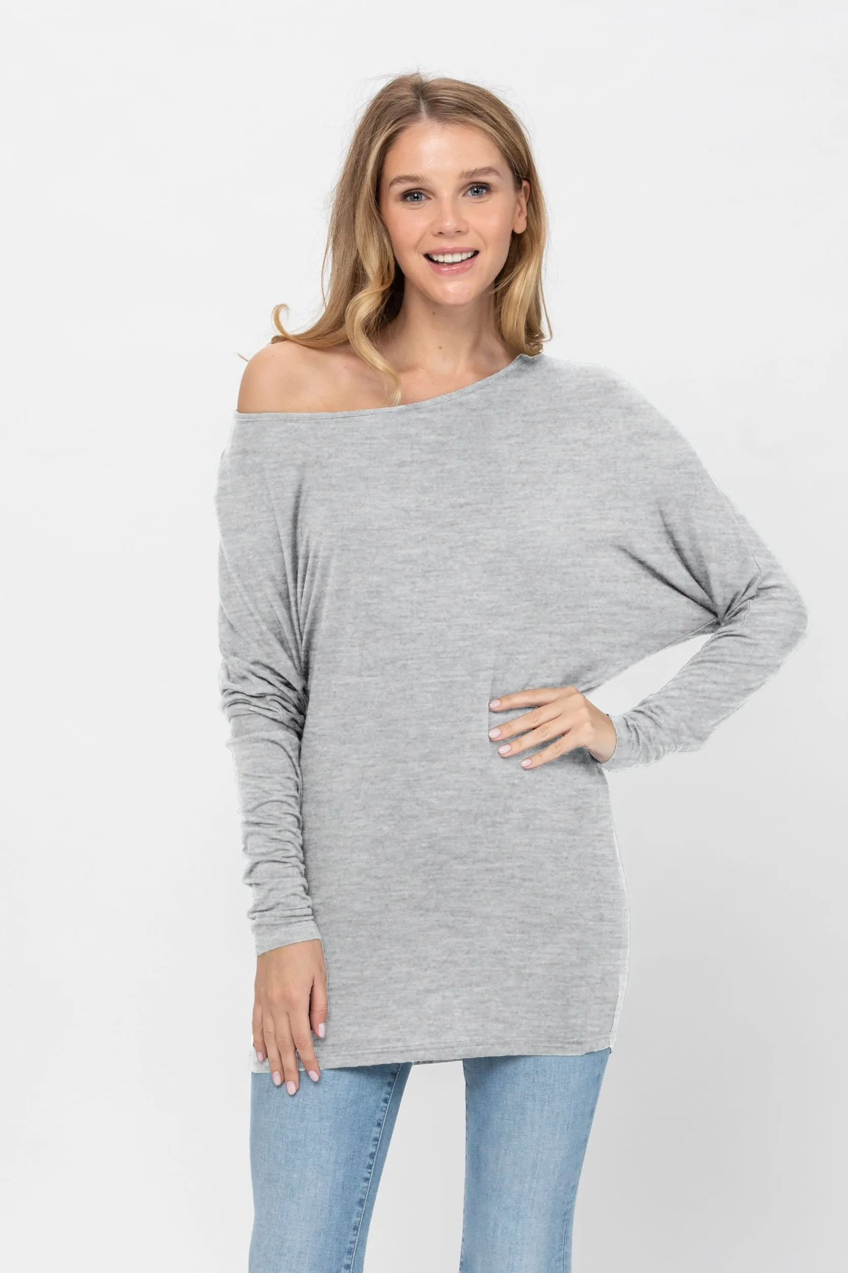 Flowy Comfort Draped Long Sleeve Batwing Dolman Top S-XL Plus Size