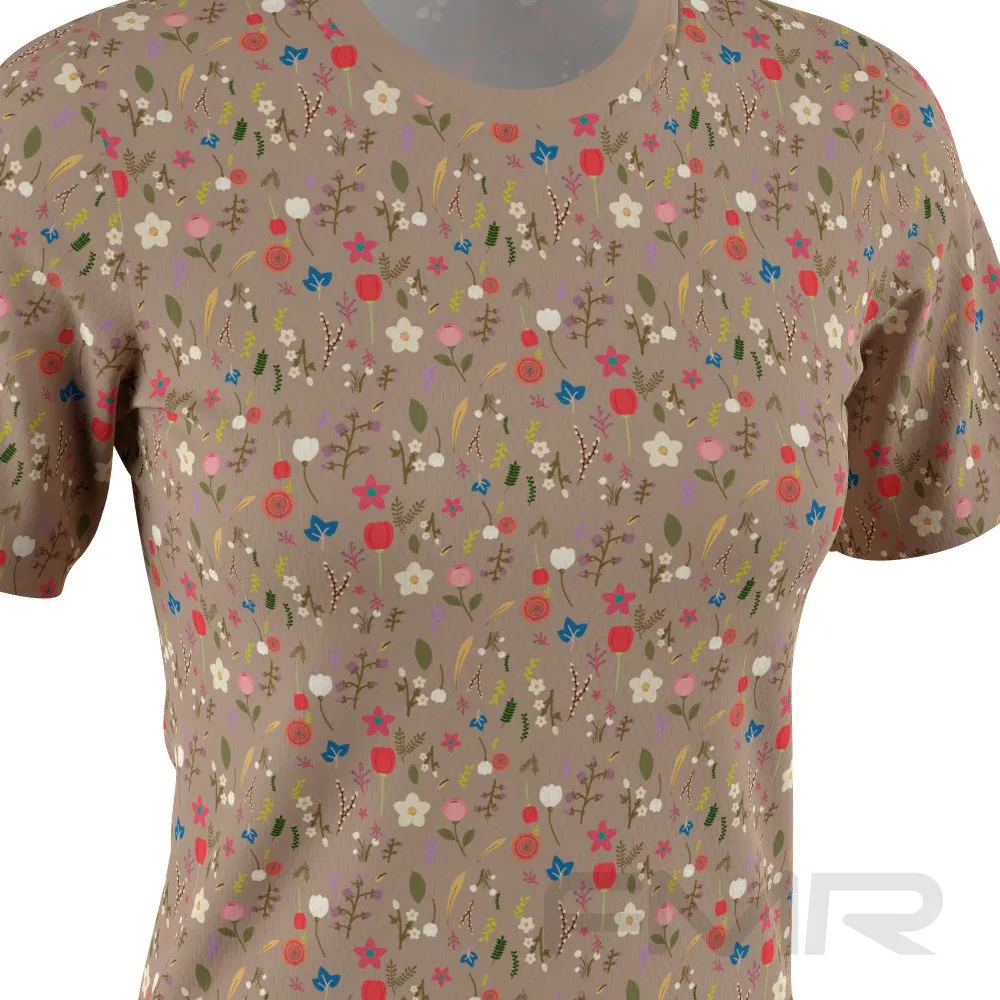 FMR Women's Floral Print Short Sleeve Performance Shirt