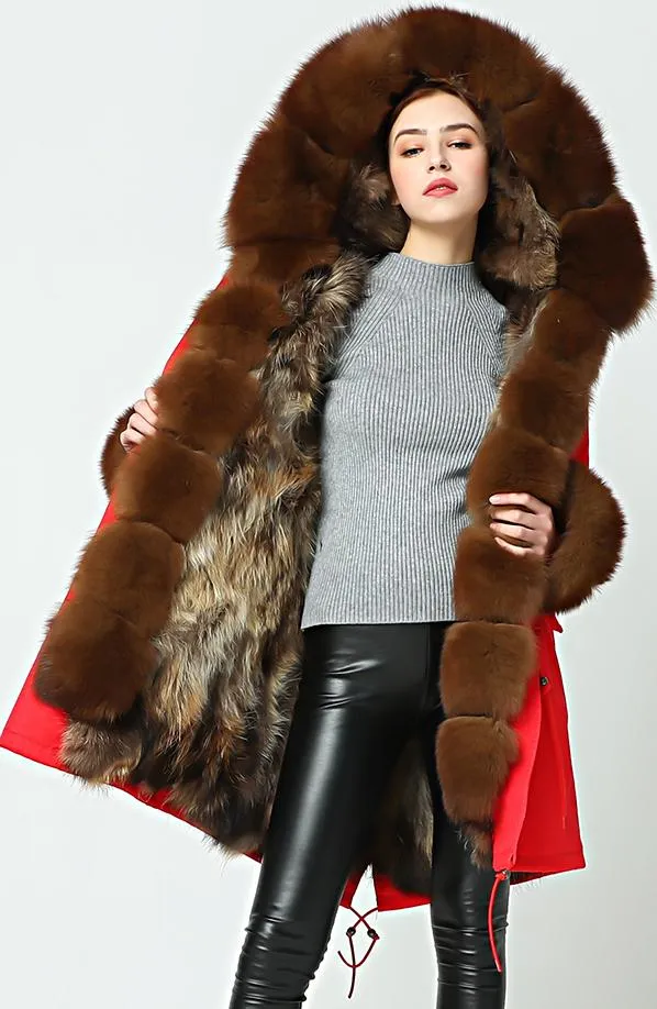 Fur-Lined, Hooded & Trimmed Parka Coat - Various Colors to choose from