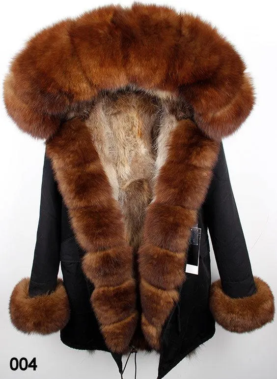 Fur-Lined, Hooded & Trimmed Parka Coat - Various Colors to choose from