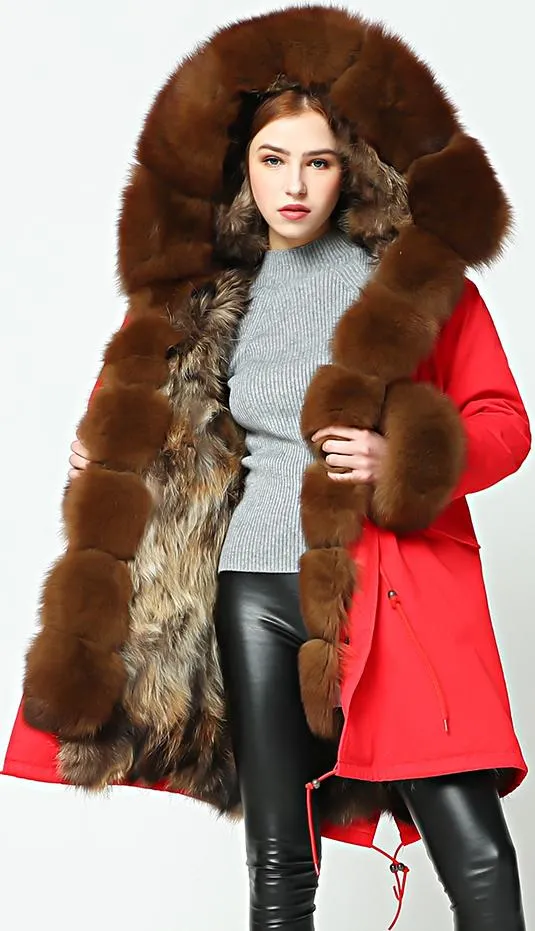 Fur-Lined, Hooded & Trimmed Parka Coat - Various Colors to choose from