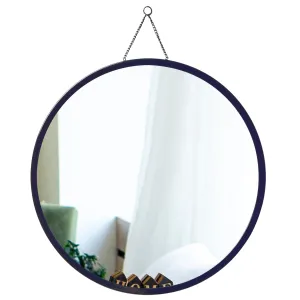 Furnish Craft Designer Round Wall Mirror for Living Room, Bedroom, Home Decor & Gift (Navy Blue, 16x16 Inch)