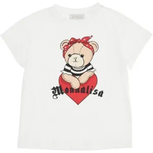 Girls Ivory Bear Heart T-Shirt