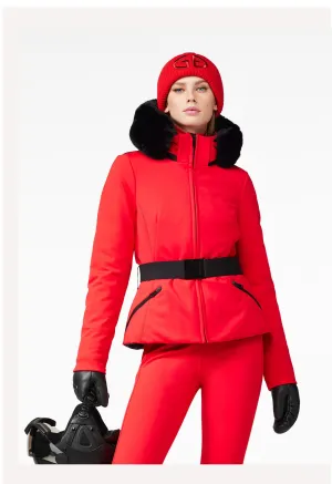 Goldbergh Hida Red Ski Jacket with Faux Fur Trimmed Hood