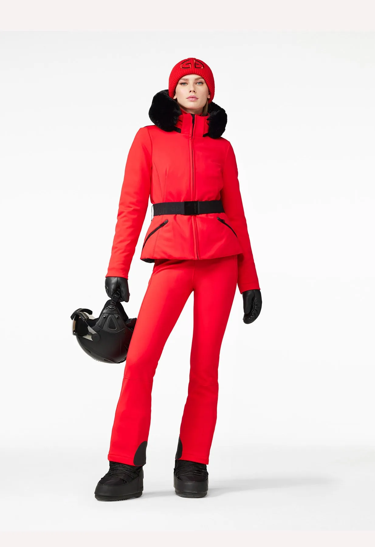 Goldbergh Hida Red Ski Jacket with Faux Fur Trimmed Hood