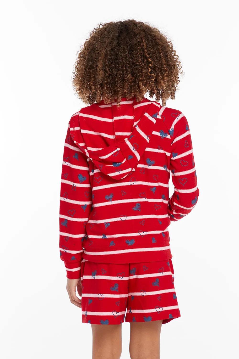 Heart Stripe Girls Zip-up Hoodie