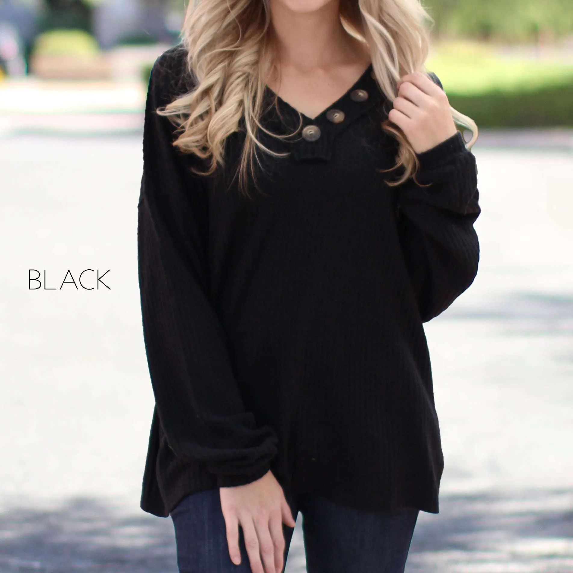 Henley V-Neck Flowy Top | S-XL