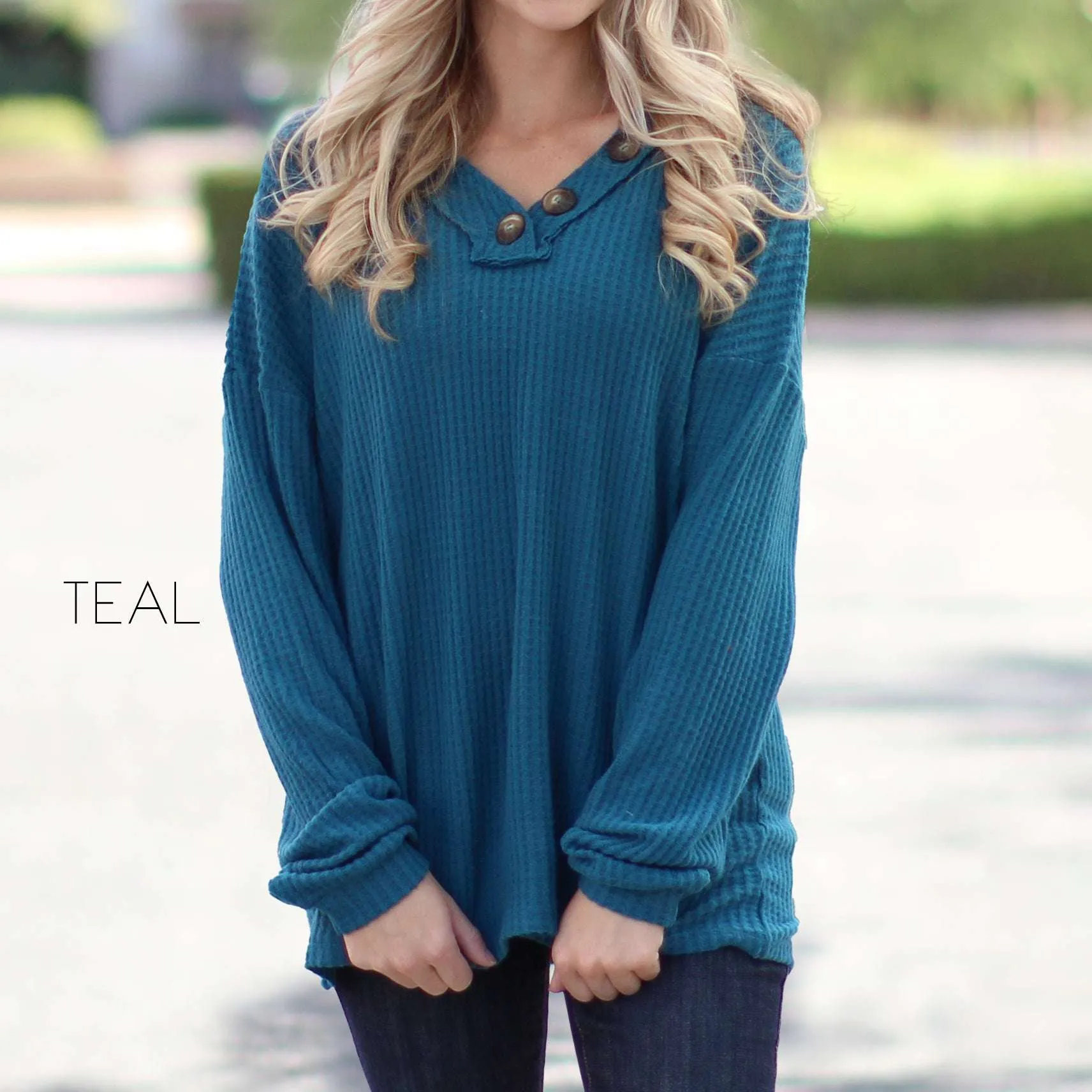 Henley V-Neck Flowy Top | S-XL