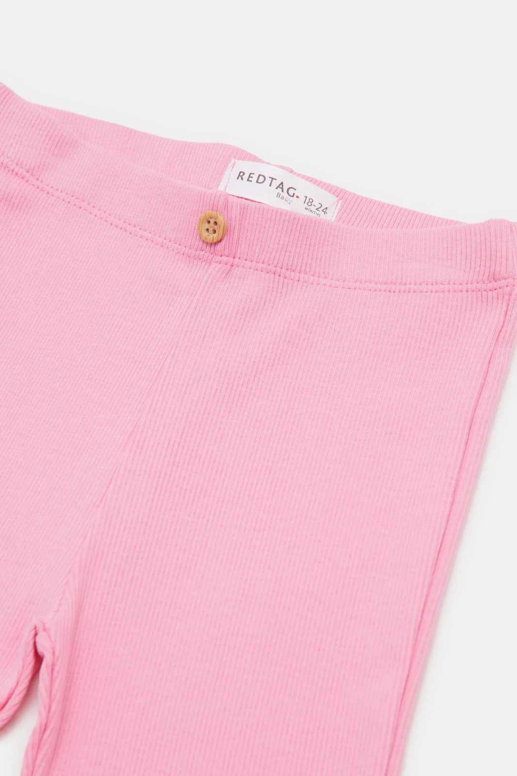 Infant Girls Solid Pink Pocket Bell Bottom Leggings