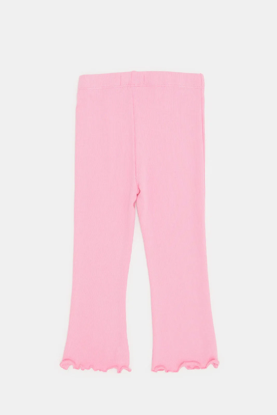 Infant Girls Solid Pink Pocket Bell Bottom Leggings