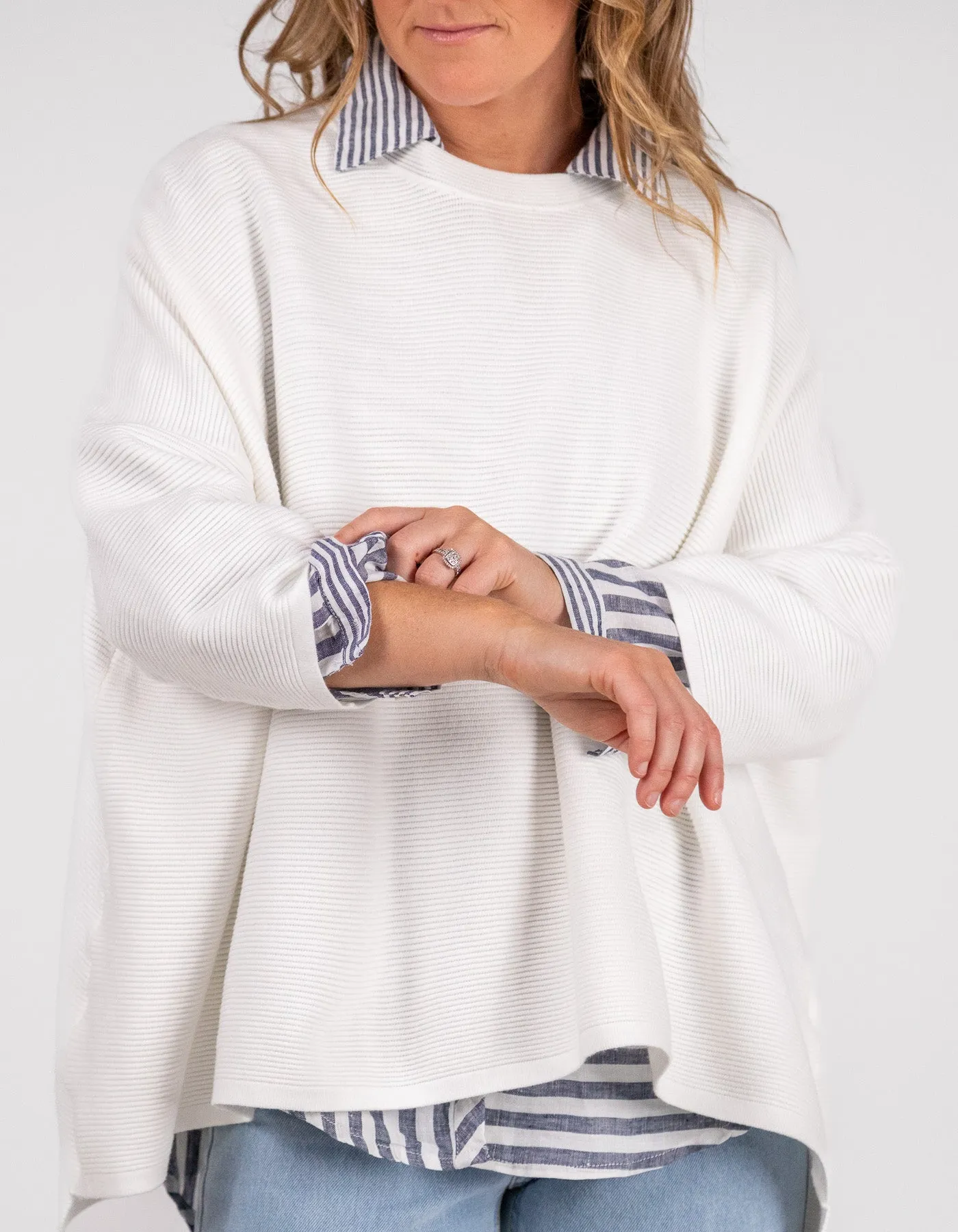 Juniper Oversize Ribbed Knit Jumper in White