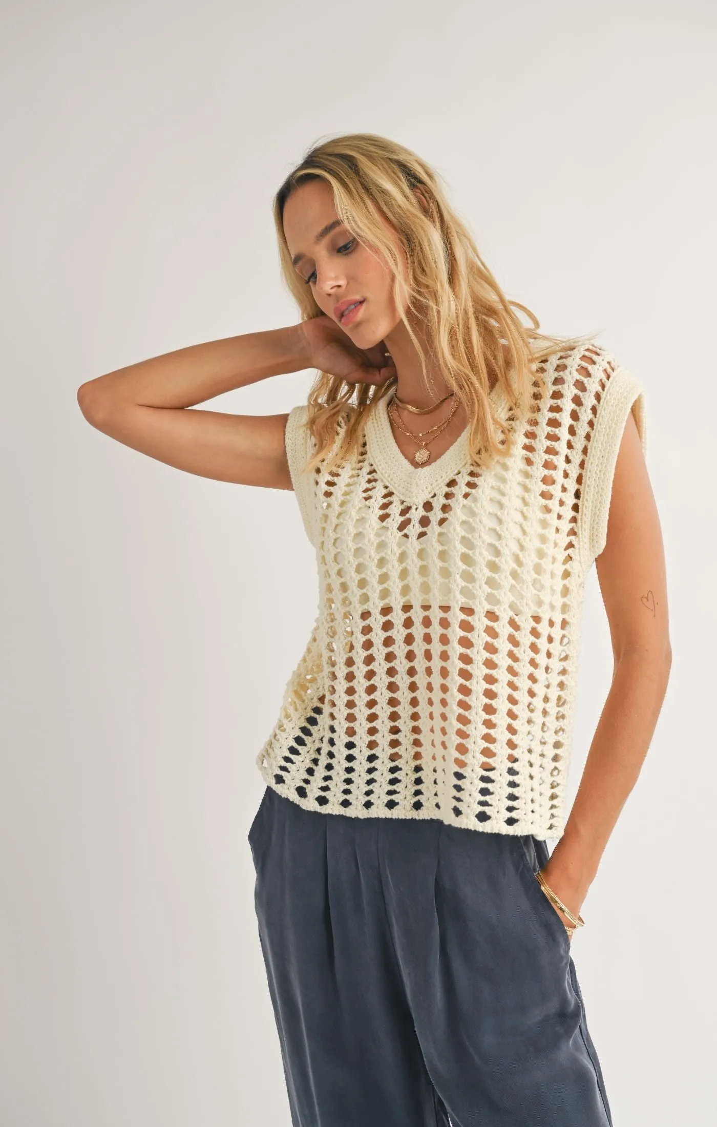 Lexi Open Knit Sweater Vest