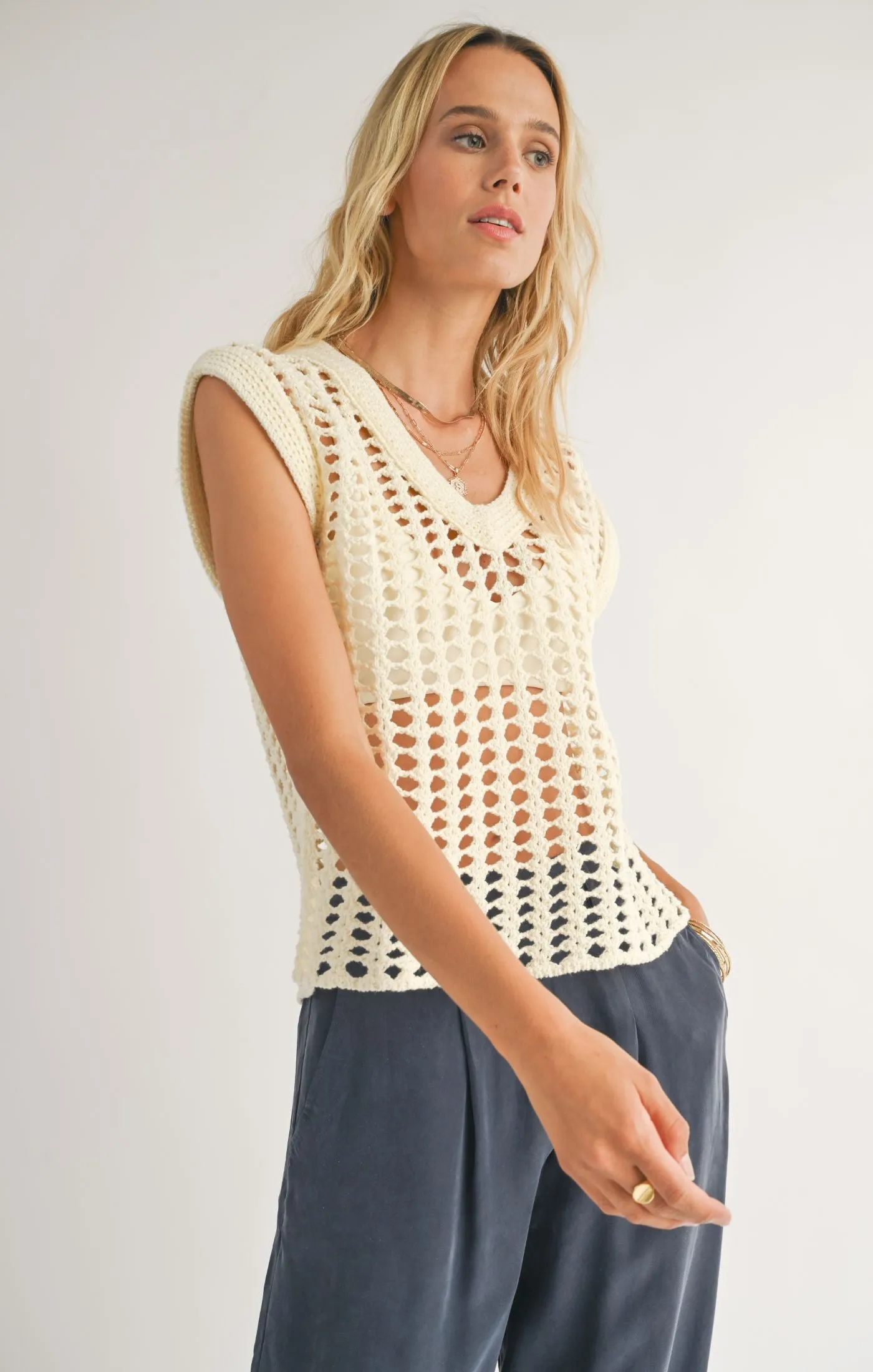 Lexi Open Knit Sweater Vest