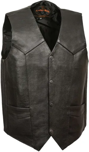 M-Boss Motorcycle Apparel BOS13514T Men’s Black Classic Western Style Conceal/Carry Biker Leather Vest in TALL SIZES