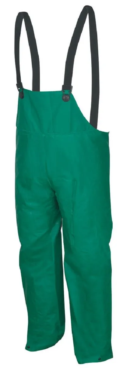 MCR Safety 388BFL Dominator Series Bib Style Pants With No-Fly Front Rain Pants, Green, Large, 1 Each