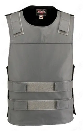 Mens Made in USA Grey Leather Bullet Proof Style Motorcycle Vest