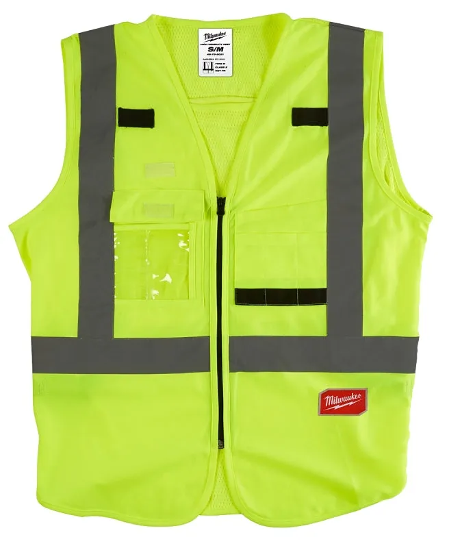 Milwaukee 48-73-5021 High-Visibility Safety Vest, S, M, Unisex, Fits to Chest Size: 38 to 42 in, Polyester, Yellow :EA: QUANTITY: 1