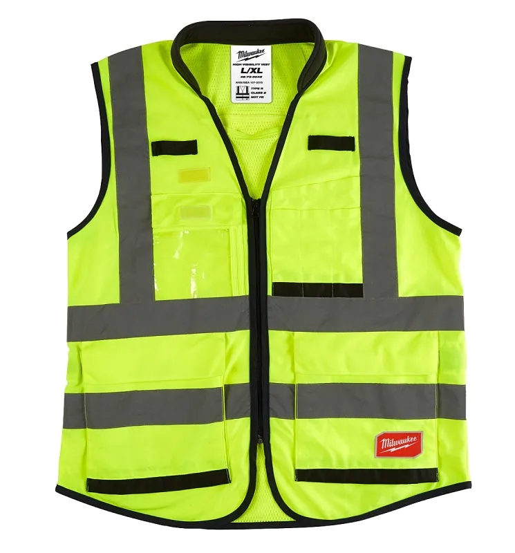 Milwaukee 48-73-5042 High-Visibility Safety Vest, L, XL, Unisex, Fits to Chest Size: 42 to 46 in, Polyester, Yellow :EA: QUANTITY: 1