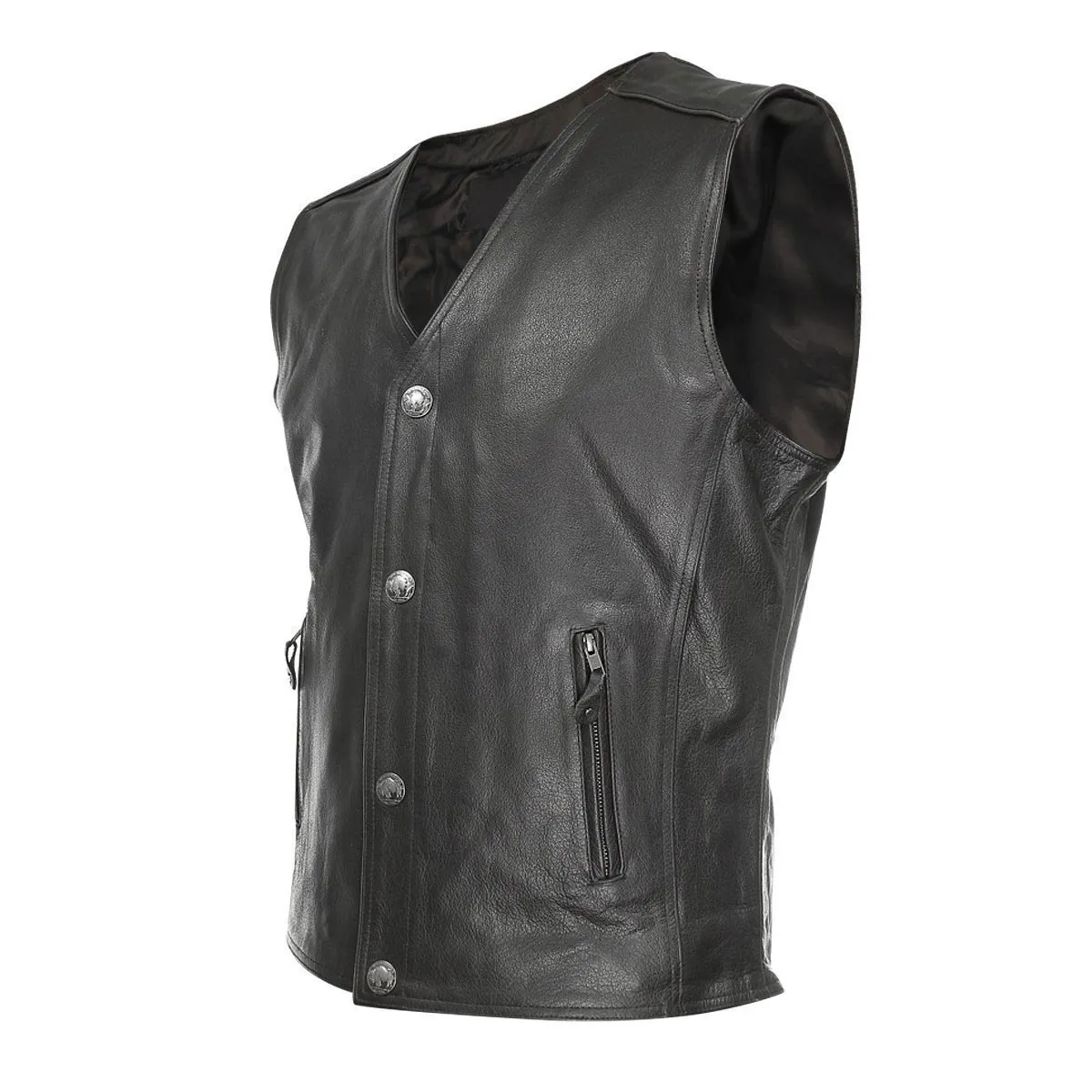 Milwaukee Leather ML1378 Men's 'Buffalo Nickel' Black Motorcycle Vest