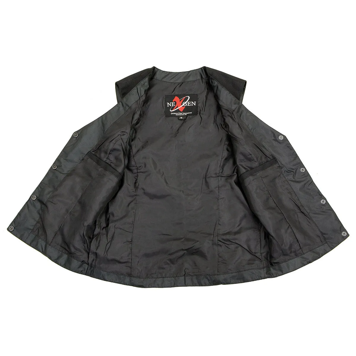 Milwaukee Leather SH1955 Ladies Black Textile Vest with Wing Embroidery