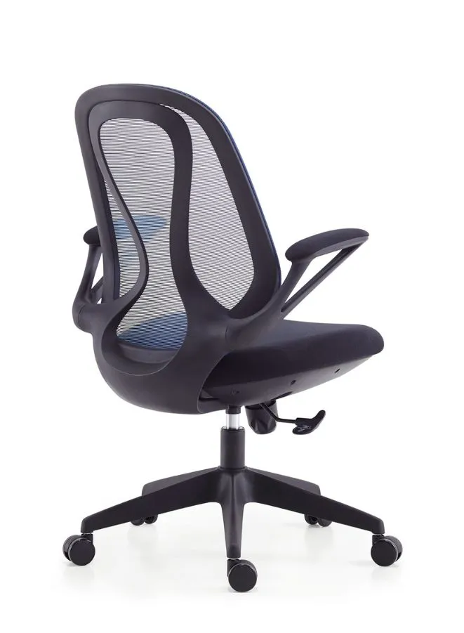 Modern Stylish Middle Back Mesh Office Chair with Elegant Design and Black Frame for Office and Home, Blue